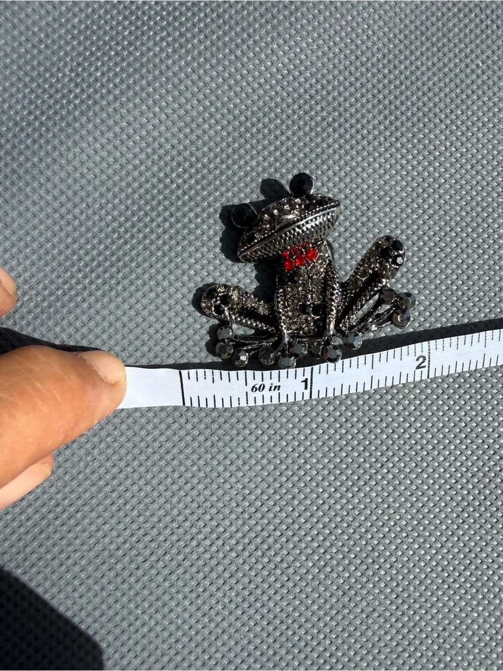 NWT Crystal Frog Brooch with Red Accent and black Crystals